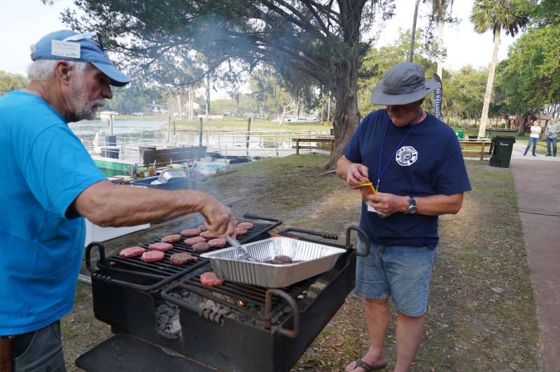 Flipping Burgers and hot dogs for dinner