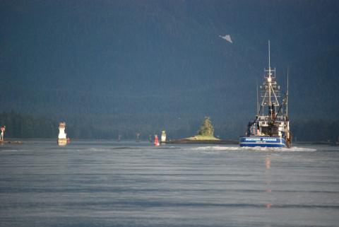 Following the F/V Northern Mariner through the navigational aids in the 
Wrangell Narrows