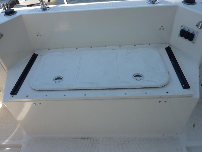 Former live well converted to storage.  Replaced top with watertight hatch.