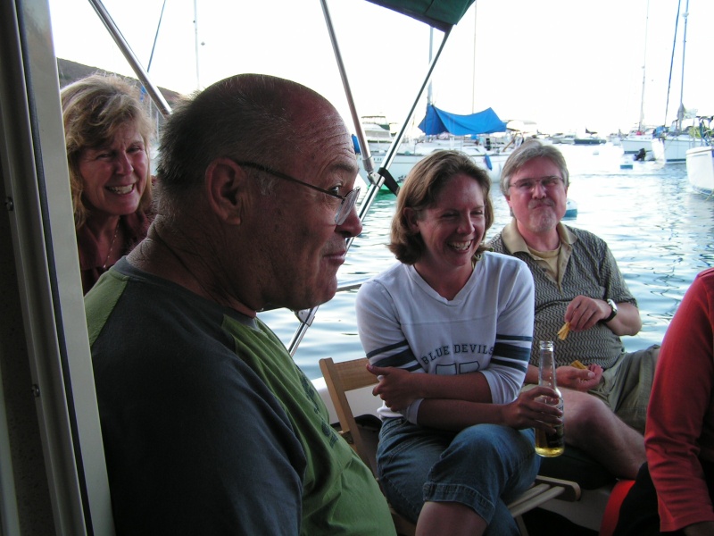 Friday's "Fish Taco Nite" on Dora Jean. Kathy, Joel, a sad Melinda and Keith (C-Pup).