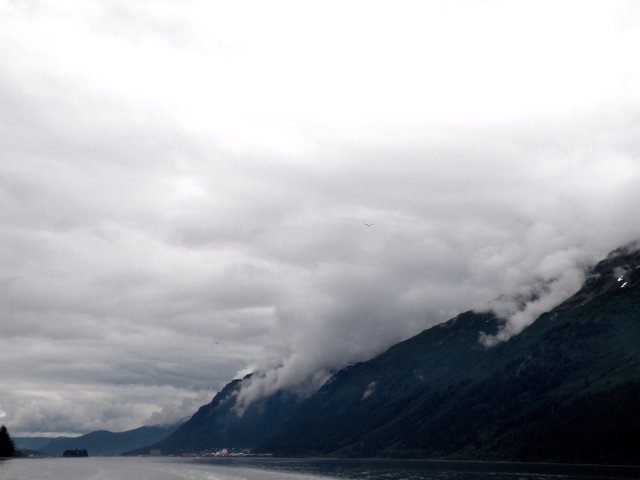 Gastineau Channel heading south with eagle escort.