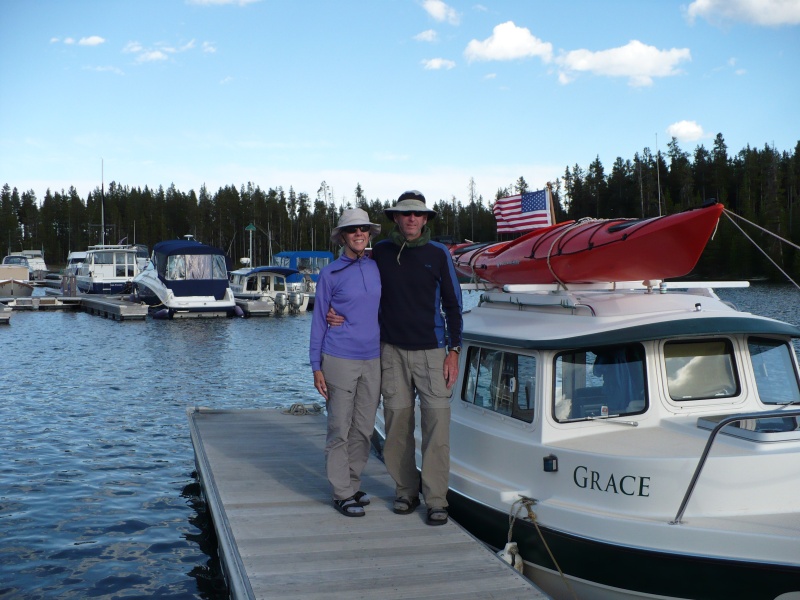 Grace crew Kevin and Laura July 20ll YS Bridge Bay Marina. Hunky Dory with the twins behind us.