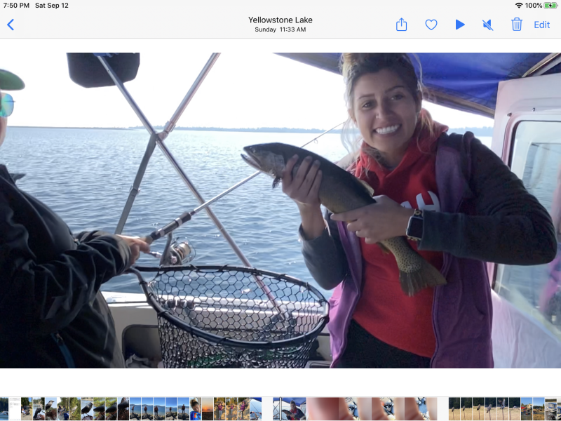 Granddaughter Anna with cutthroat thought caught in Wolf Bay