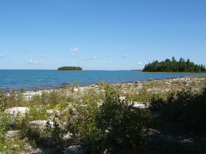 Great camp site on North side of Island looking out into the North Channel. Rustic sites, county campground.