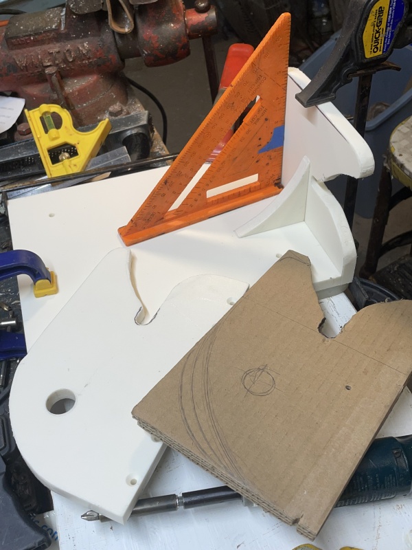 half inch starboard shaped with double thick cardboard template