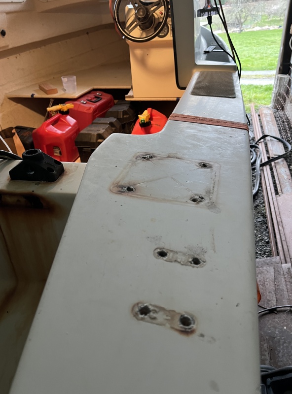 hardware removed to epoxy holes