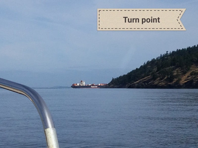Heading north around Stuart Island.