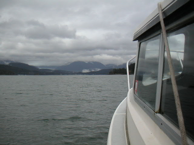 Heading toward Auke Bay, Mendenhall glacier in the background