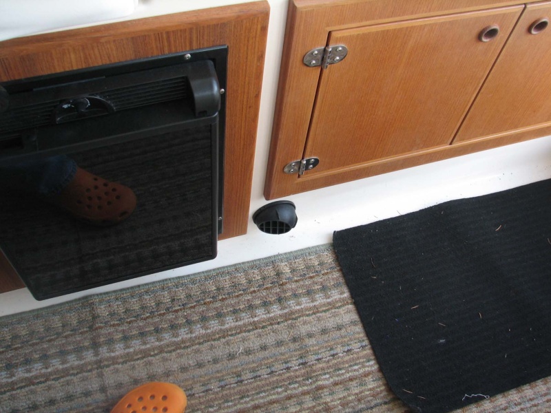 Heating vent at floor level in cabin
