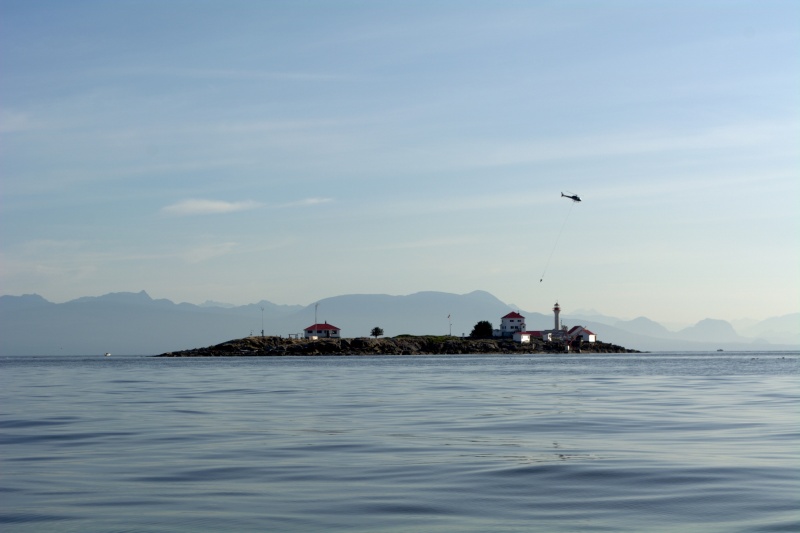 Helicopter dropping cement on Entrance Island