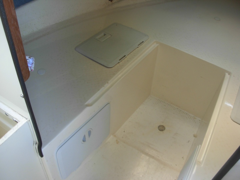 I hollowed out the foam from under the V berth.  I entered froml the side first, and found that it was almost impossible to work in there, so I then entered from the top.  Glad I did both.  Used Tempress hatches.  The first set were "slam" catchs, and due to the very slight curved of the wall, they would not stay closed.  So they ended up on top, and "cam" latches on the vertical sides.