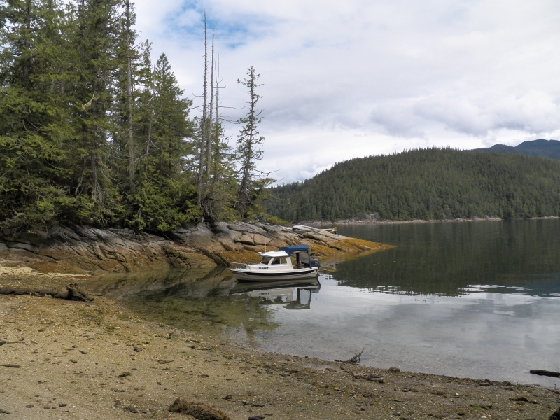 I used my bungee anchor system to go ashore on a little beach in the Burdwood Group north of Gilford Island.