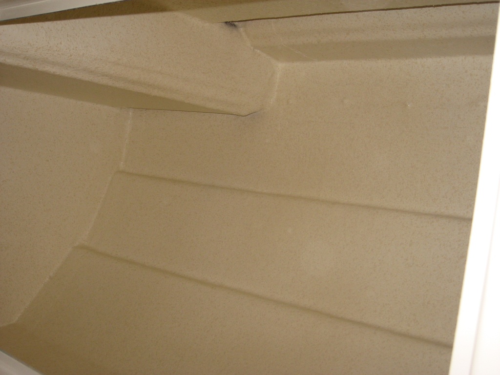Inside the galley, starboard side after gelcoat completed today