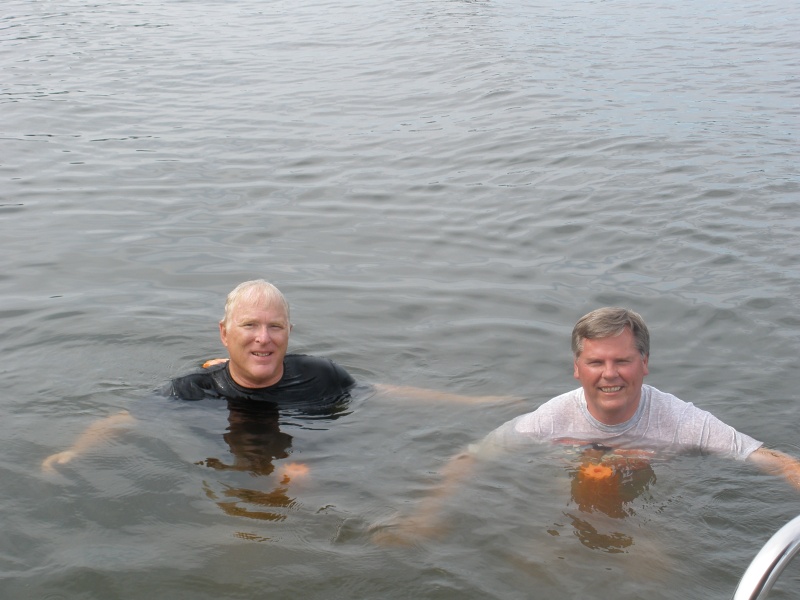 Jim and Jeff swimming  on Lake Hickory