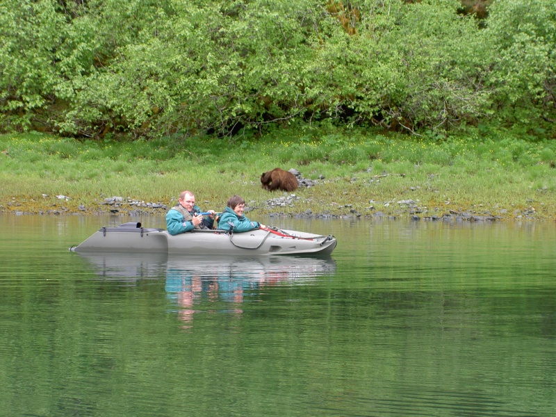 Jo-lee and I in mokai by bear.  sailboating couple we met took photo of us with our camera