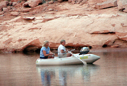 Joan and Dixie fishing in Forgotten Canyon