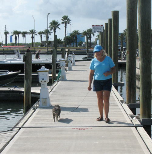 Joan and Molly walking back to the boat