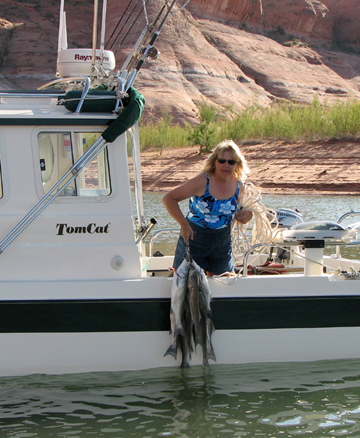Joan showing the catch