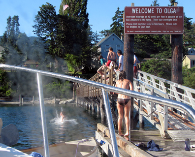Kids diving from the dock at Olga