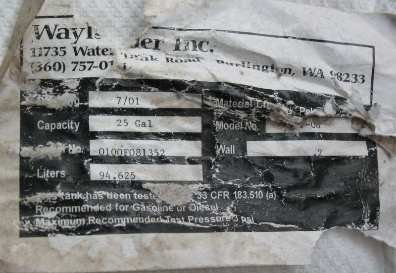 Label from tank.