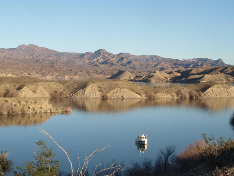 Lake Mohave C-Dory Rana Verde soaking up some rays and peaceful desert scenics