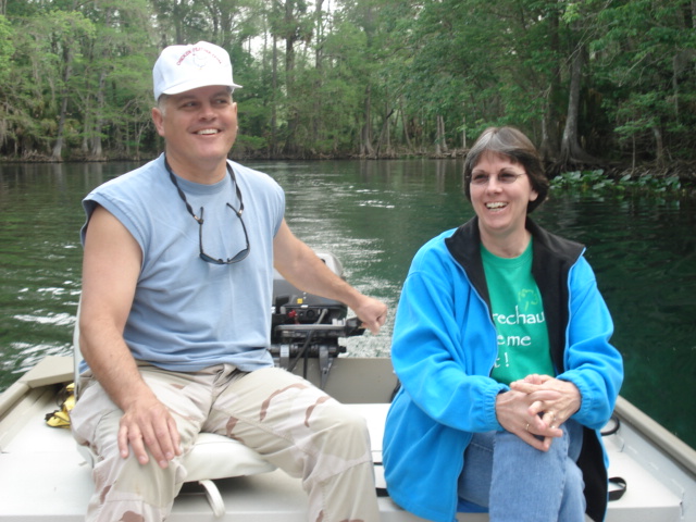 Larry and Tracy on \"little boat\" Silver Springs Florida 07