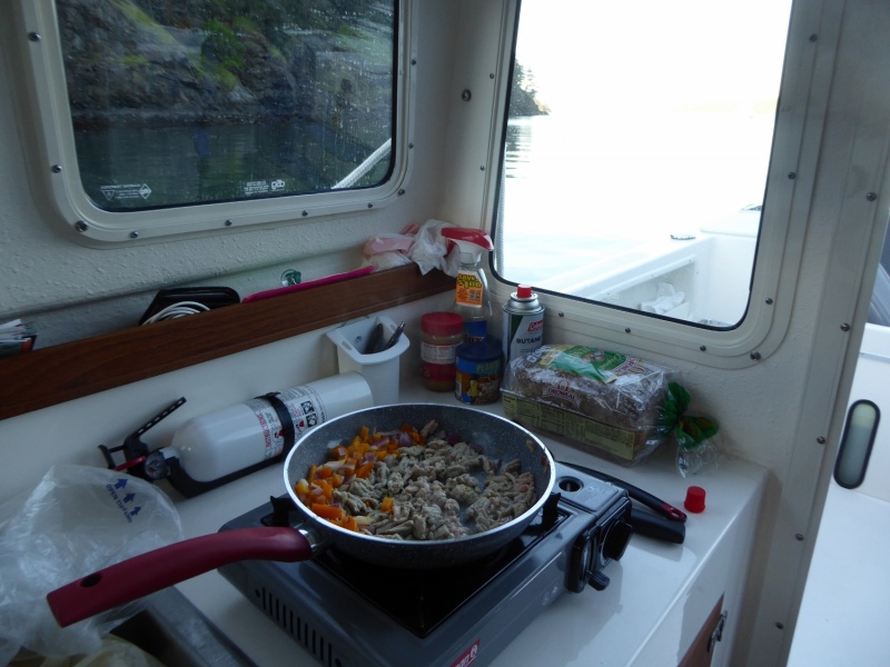 Late dinner back at the boat - turkey tacos!