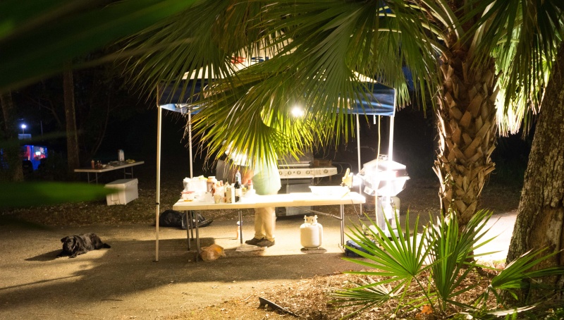 Late night, the food has to be put up--from the coons...and Sug takes a rest!