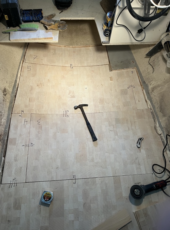 laying out the first layer of balsa.  Unsure if I should scribe the edges better.