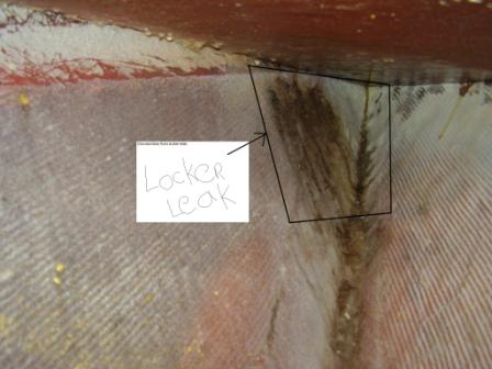 leak detected discoloration outlined by box