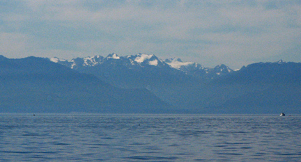 Looking across Strait of Juan de Fuca at the Olympic Mountains 40 miles away