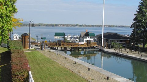 Looking down at the flight of three locks
