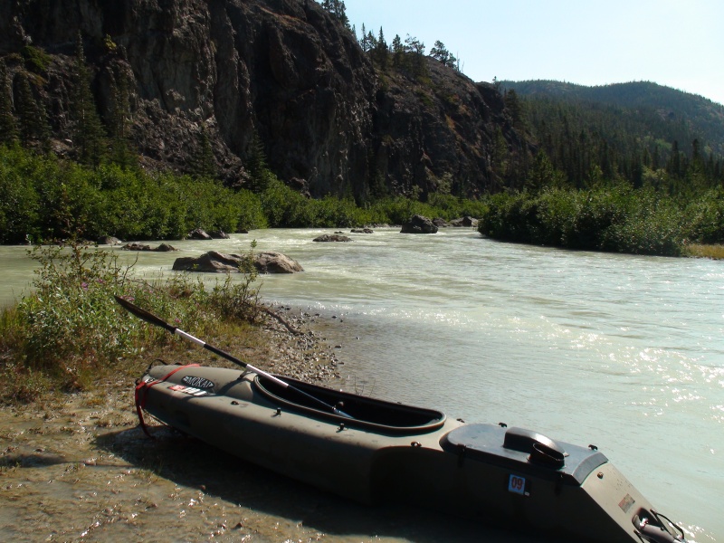 Looking up stream after coming ashore with plugged jet and stalled motor