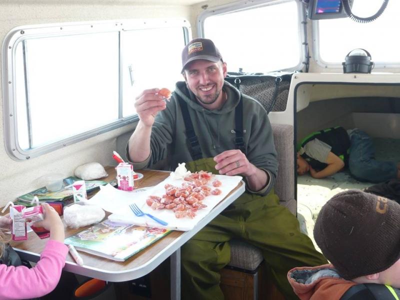 lunch time after pulling pots 2014 shrimp
