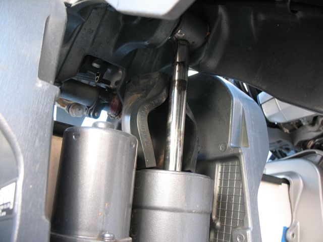 M-Y Wedge slipped out of place and deformed, not sure why (did work fine for a different 3,000-mile tow).  This allowed the motor to come down somewhat, but luckily not all the way as it "wedged" between the tilt cylinder and the transom.