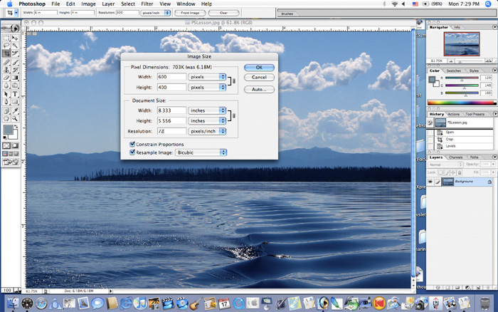 Make it the size you want at 72 resolution