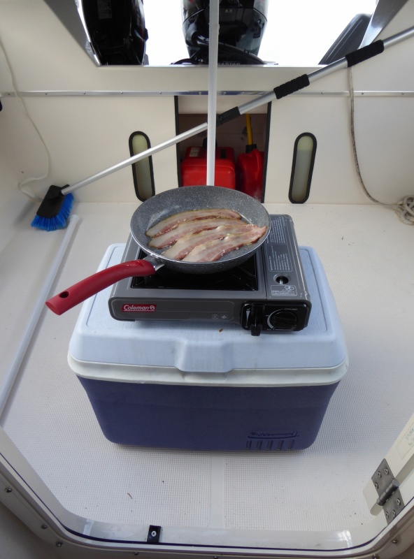Making breakfast on the Coleman stove Monday morning Oct 10th.