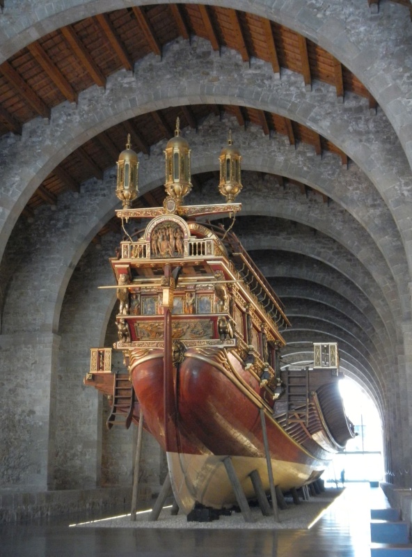 Marine museum Barcelona. This is a reproduction, but the building is the actual shipyard where the boats were built originally.