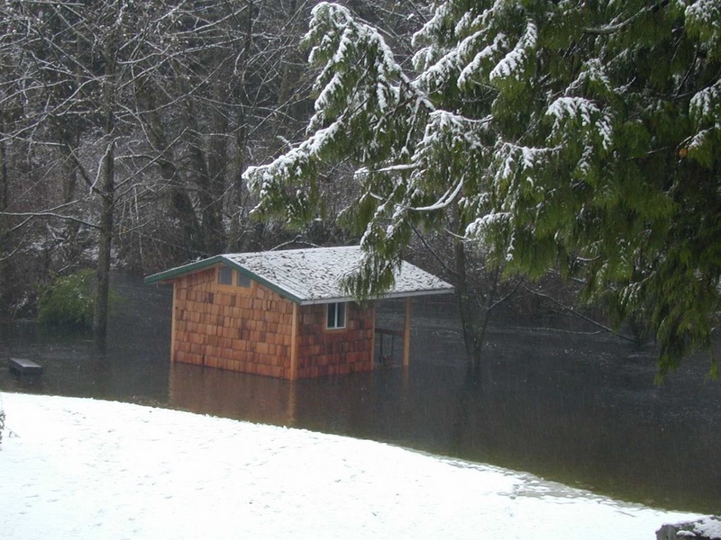 Mason's cabin during the flood, late 2003.