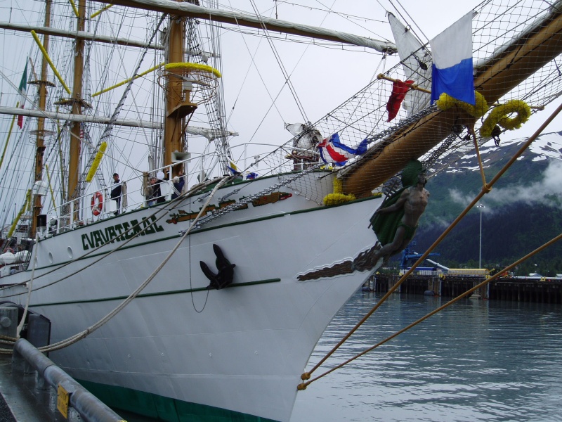 Mexican Navy tall ship Cuauhtemoc tied up at the Seward dock.
