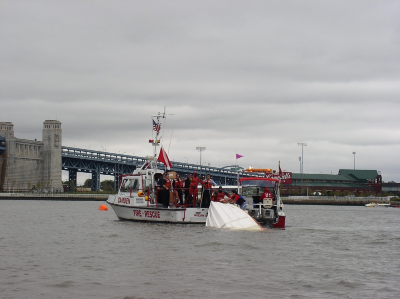 (Minnow) The divers tied-off the capsized boat to Tow Boat Us, but were told to cut it loose when the owners found out it was a salvage and not a simple tow. Somehow, $10,000 seemed like too much for a 200 yard tow.