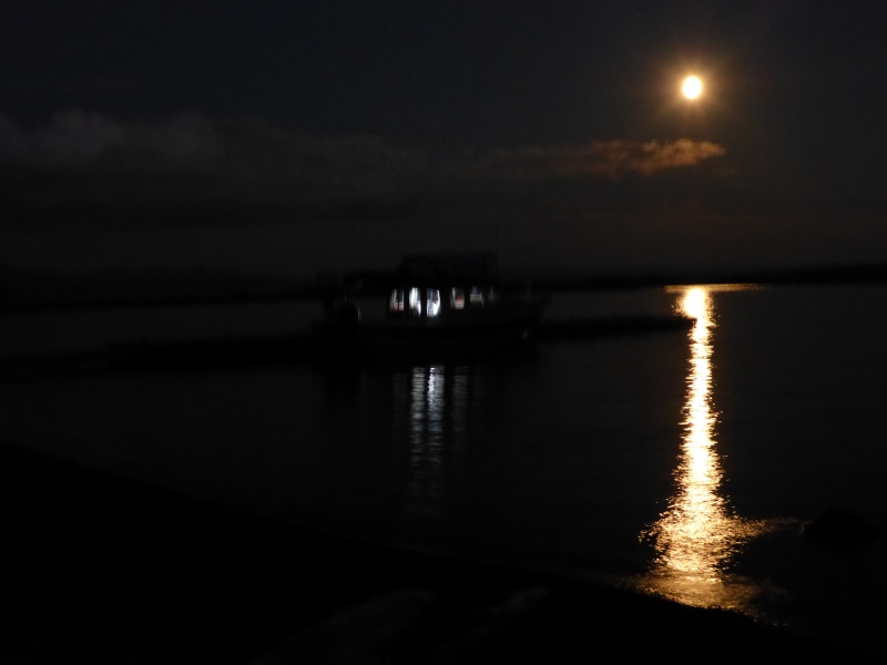 Moonrise and C-Dory (sorry, there were still some waves).