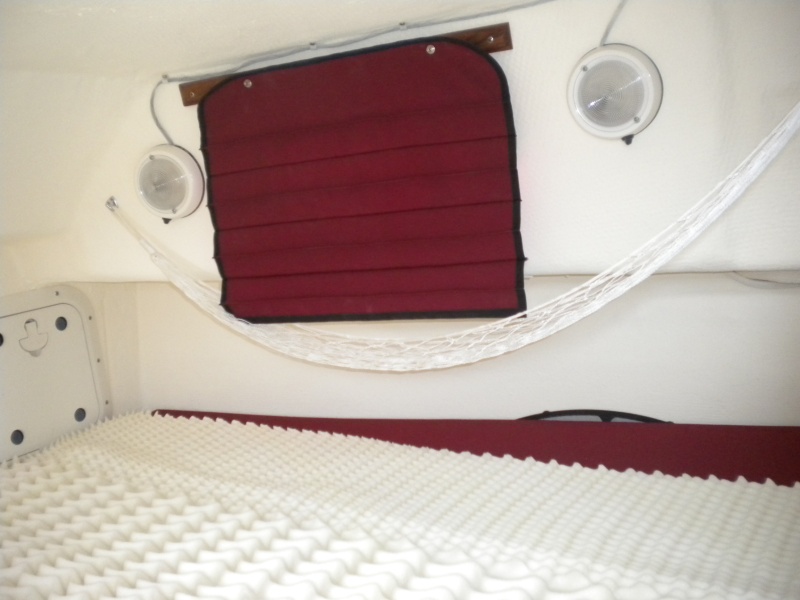 New location for lights in berth area.
Hammock for clothing.
