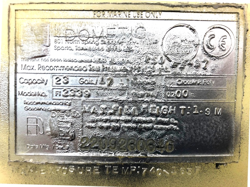 new starboard tank embossed label