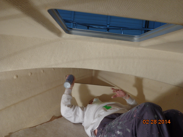 Not a lot of room - and old paint pants are absolutely necessary!