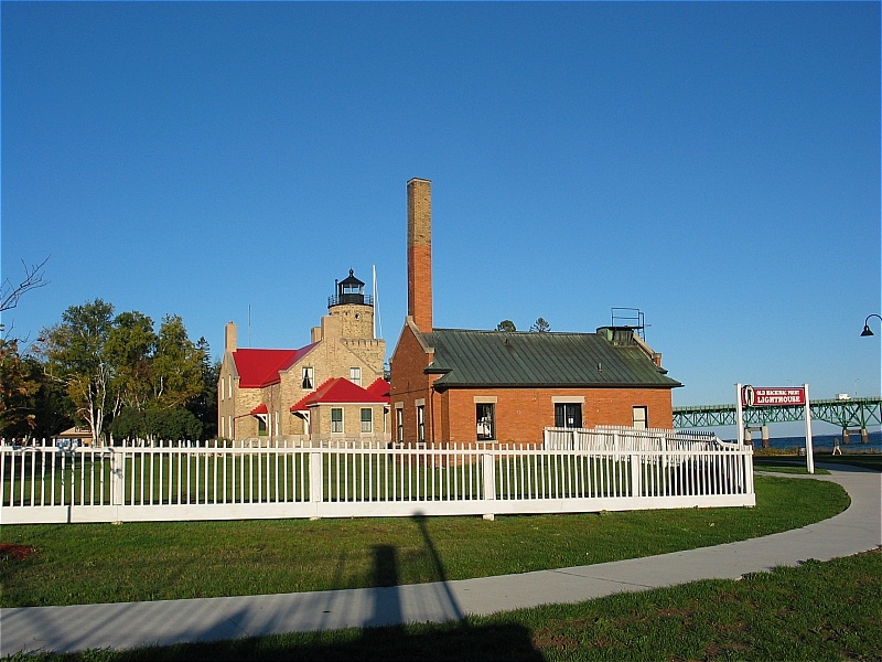 Old Mackinaw light house and steam engnie room for fog horn