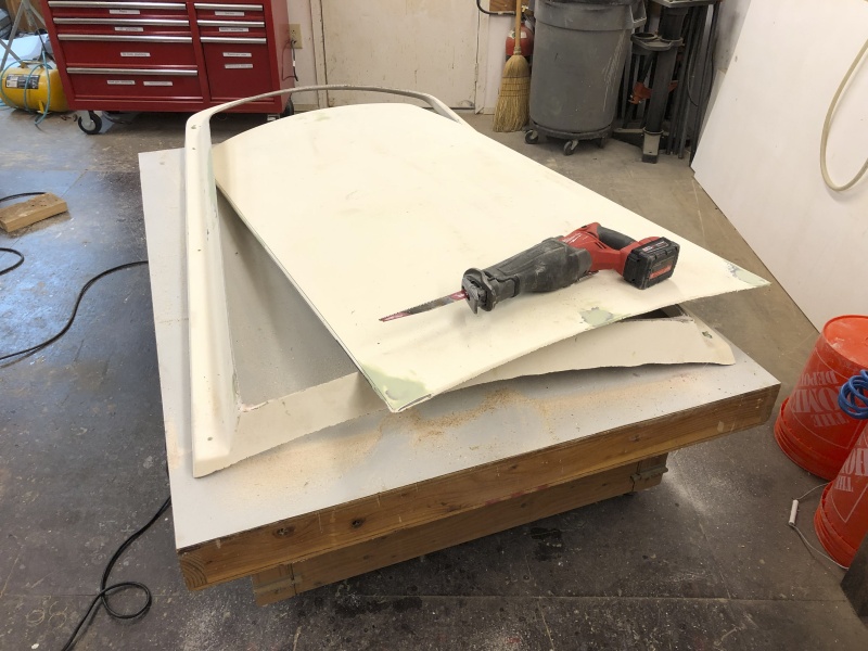 Once in my shop I cut the top of the roof off.
