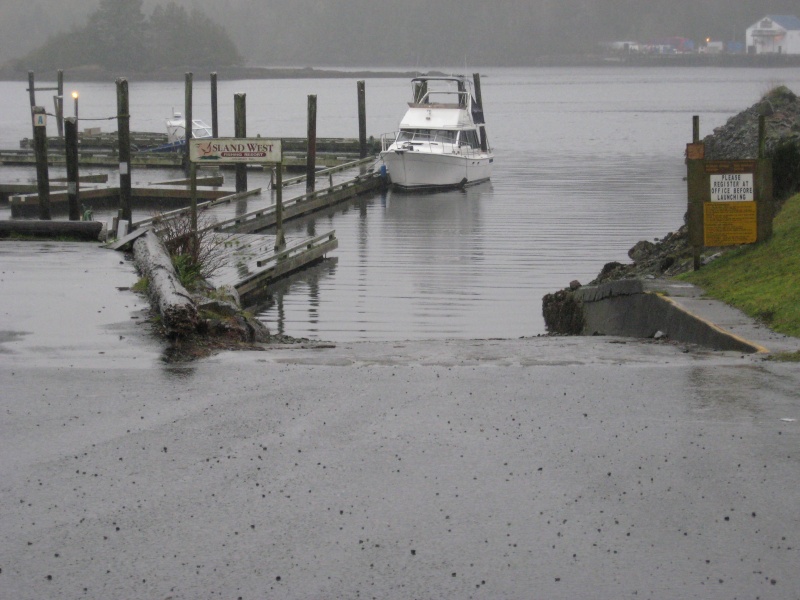 one of several launch ramps at Ucluelet the harbour has lots of places to explore and if one wants a fright go around the corner a bit to the big water.