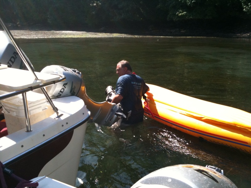 Oops!  Inadvertant swim for Pat and Baxter! Chuckanut Bay 8-22-09 (Fiero Photo)
