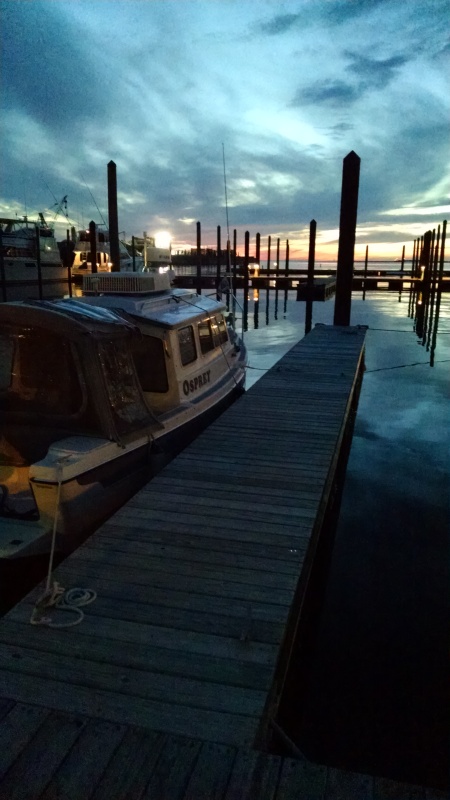 OSPREY moored at Cape Charles Marina at sunset